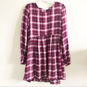 BCBG LONG SL TOP OR DRESS  CRANBERRY / GREY SMALL